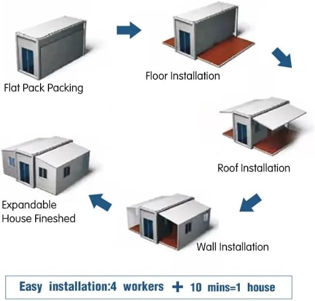 40ftx20ft Foldable Tiny Home With 3 Bedroom and 1 Bathroom