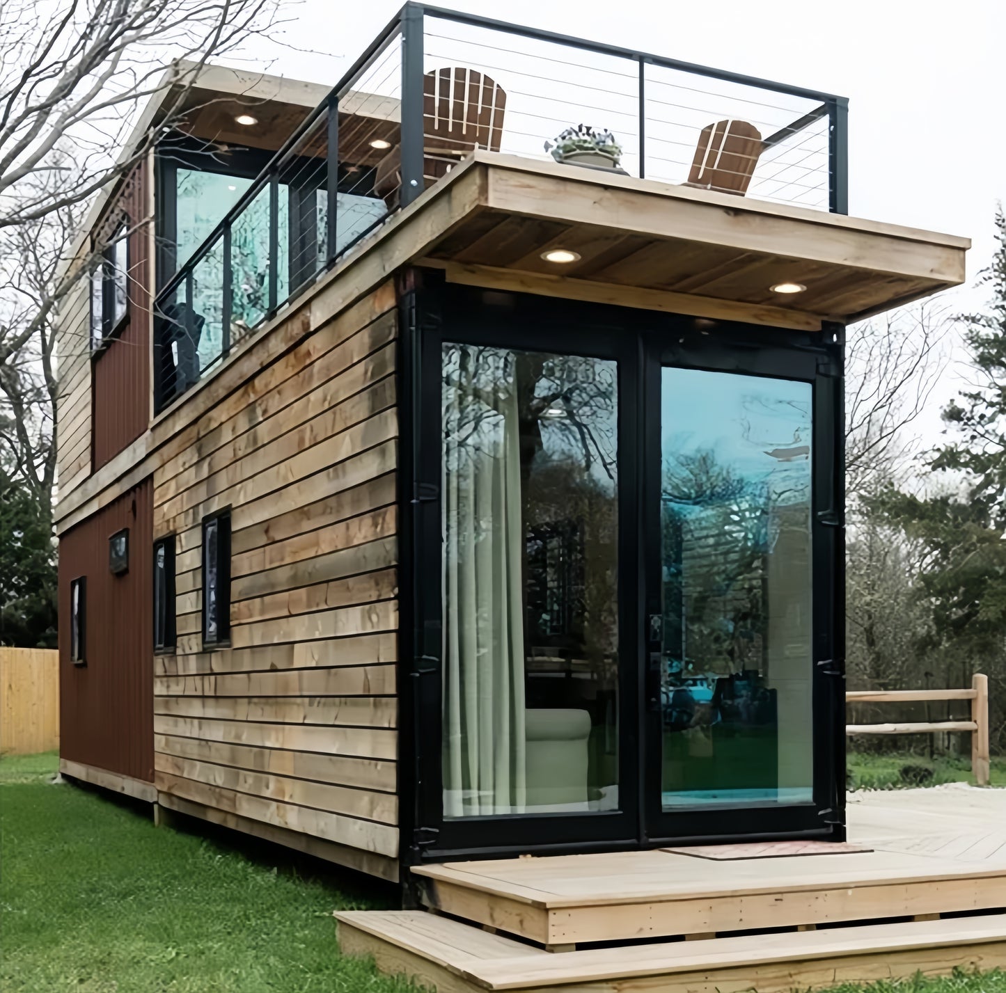 Cabin Home 40ft x 20ft Double Story Flat Pack Home with Bathroom and Kitchen